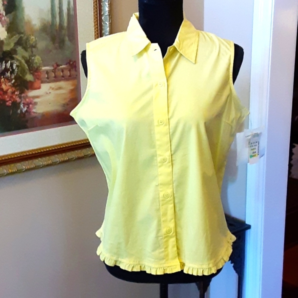 Casey & Max yellow sleeveless stretch Top Size Medium  NEW